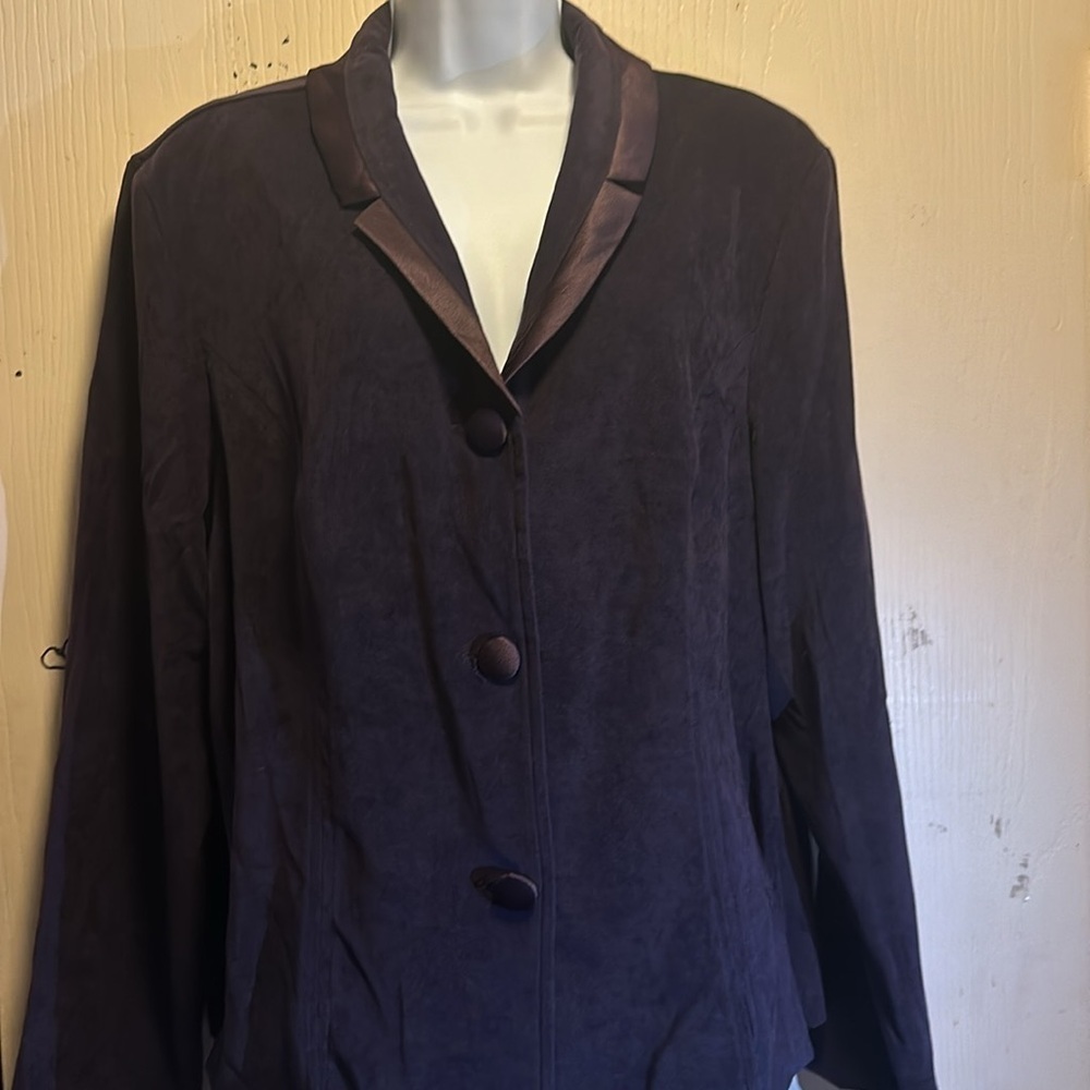 Scarlett Vintage Velvet/Suede Feel Button-Down Jack Size 18, Dark Purple